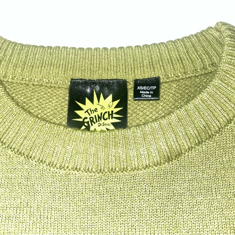 Dr Seuss Grinch Sweater Kids Holiday‎ Green Sweater Size X Small XS 4 5